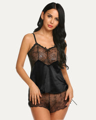 Lace Cami and Shorts Satin Sets