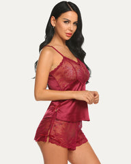 Lace Cami and Shorts Satin Sets