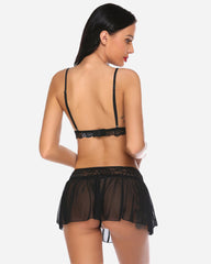3 Piece Sets Lace Bralette, Skirt with Panty