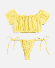 Floral Mesh Ruffle Lingerie Set