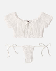 Floral Mesh Ruffle Lingerie Set
