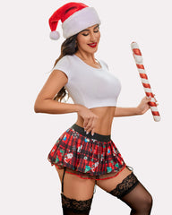 Pleated Costume Mini Skirt with Garter