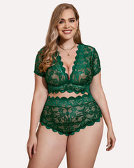 Plus Size Floral Lace Trim Set
