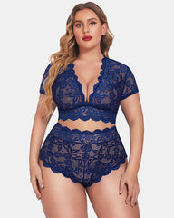 Plus Size Floral Lace Trim Set