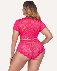 Plus Size Floral Lace Trim Set