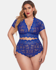 Plus Size Floral Lace Trim Set