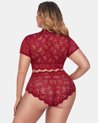 Plus Size Floral Lace Trim Set