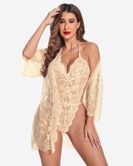 2 Piece Set Lace Robe with Teddy