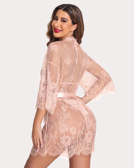 2 Piece Set Lace Robe with Teddy