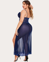 Plus Size Floral Side Slits Nightdress