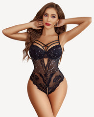 Floral Lace Crotchless Bodysuit