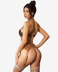 Faux Leather Corset With Garter Belt