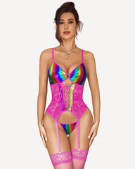 Faux Leather Corset With Garter Belt