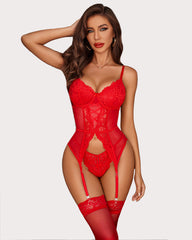 Floral Lace Corsets and Panty Set