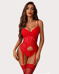 Floral Lace Corsets and Panty Set