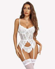Floral Lace Corsets and Panty Set