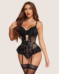 Lace Garter Lingerie Set Teddy