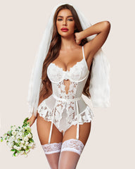 Lace Garter Lingerie Set Teddy