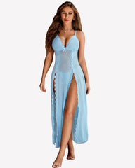 Lace Mesh Side Split Nightgowns