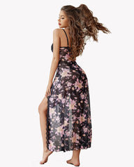 Lace Mesh Side Split Nightgowns