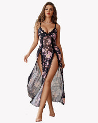 Lace Mesh Side Split Nightgowns