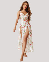 Lace Mesh Side Split Nightgowns