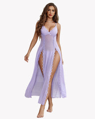 Lace Mesh Side Split Nightgowns