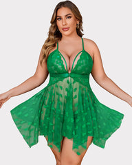 Plus Size Lace Front Slit Nightdress