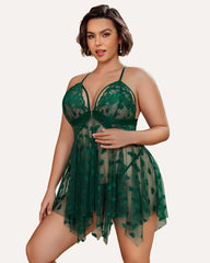 Plus Size Lace Front Slit Nightdress
