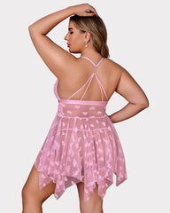 Plus Size Lace Front Slit Nightdress