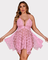 Plus Size Lace Front Slit Nightdress