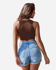 Fishnet Top Cut Out Crop Tank Top