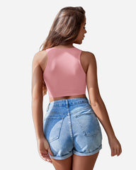 Fishnet Top Cut Out Crop Tank Top