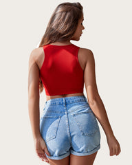 Fishnet Top Cut Out Crop Tank Top