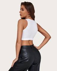 Fishnet Top Cut Out Crop Tank Top