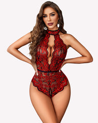 Halter Lace Bodysuit V Neck Teddy