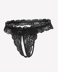 Lace Low Waist Thongs with Pearls Ball