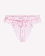 Lace Low Waist Thongs with Pearls Ball