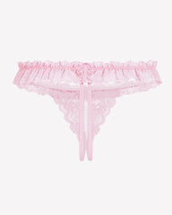 Lace Low Waist Thongs with Pearls Ball