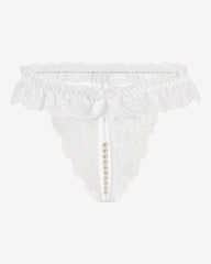 Lace Low Waist Thongs with Pearls Ball
