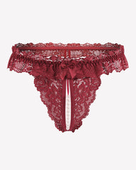 Lace Low Waist Thongs with Pearls Ball