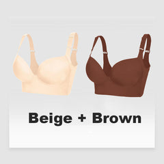 Push-Up Back Smoothing Bra-Brown+Beige (2 PACK）