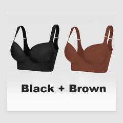 Full-Coverage Back Smoothing Bra- Black+Brown (2 Pack)
