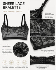 Three-Pack Sexy Floral Lace See-through Mesh Bra