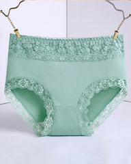 Women's Pure Cotton Breathable Skin-friendly Lace Trim Tummy Control Panties