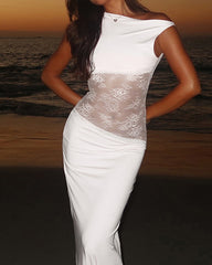 Sexy Figure-hugging Spliced Lace Sleeveless Backless Long Dress