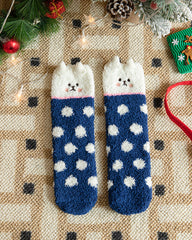 Christmas Coral Fleece Fun Print Warm Socks