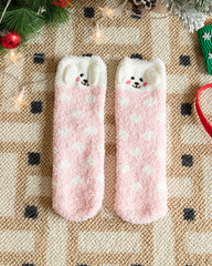 Christmas Coral Fleece Fun Print Warm Socks