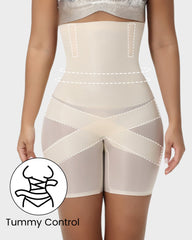 High-Waist Cross Compression Shaping Shorts