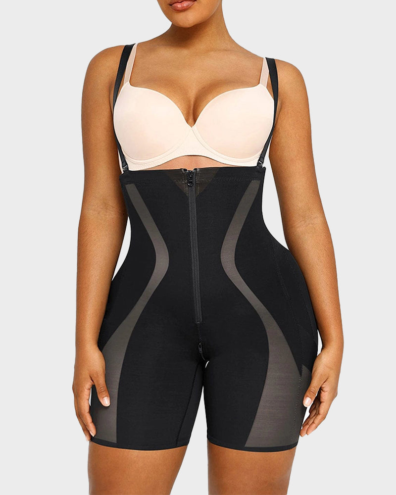 High-Waist Sculpting with Zipper Support